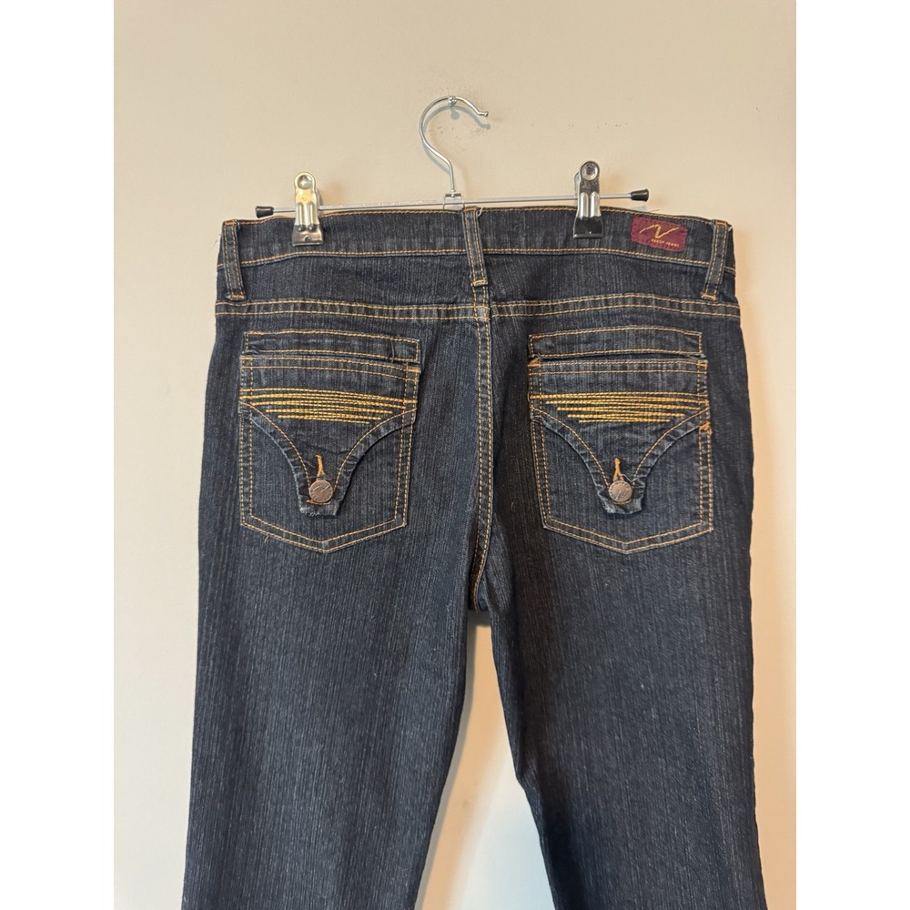 Vintage 2000's Y2K Low Rise Flare Jeans Dark Wash Button Pockets Stretch Sz 13 - Picture 5 of 10